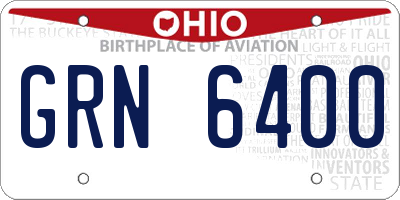 OH license plate GRN6400