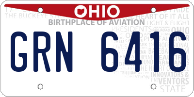 OH license plate GRN6416