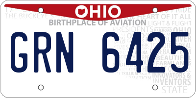 OH license plate GRN6425