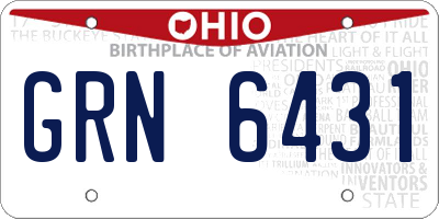 OH license plate GRN6431
