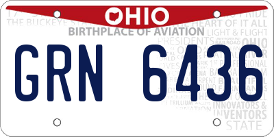 OH license plate GRN6436