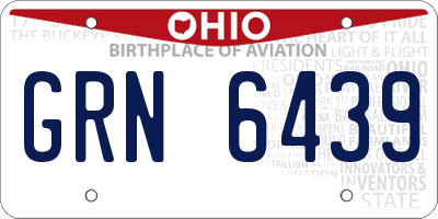 OH license plate GRN6439