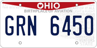 OH license plate GRN6450