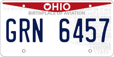 OH license plate GRN6457