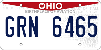 OH license plate GRN6465