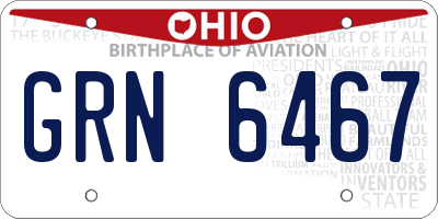 OH license plate GRN6467
