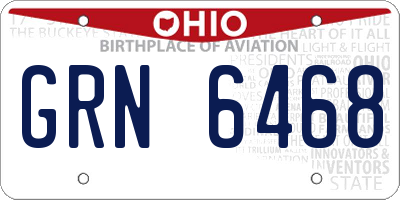 OH license plate GRN6468