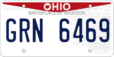 OH license plate GRN6469