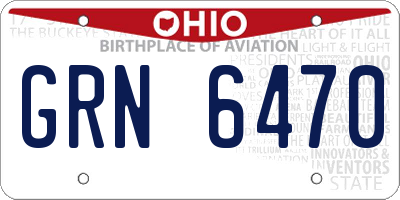 OH license plate GRN6470