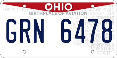 OH license plate GRN6478