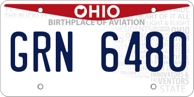OH license plate GRN6480