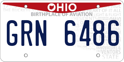 OH license plate GRN6486