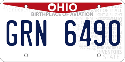 OH license plate GRN6490