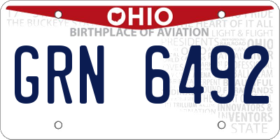OH license plate GRN6492