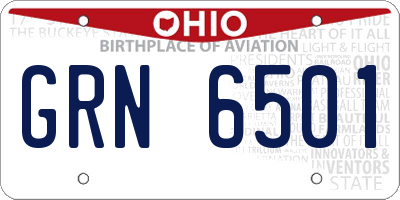 OH license plate GRN6501
