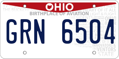 OH license plate GRN6504