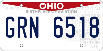 OH license plate GRN6518