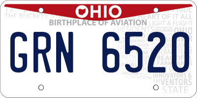 OH license plate GRN6520