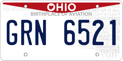 OH license plate GRN6521