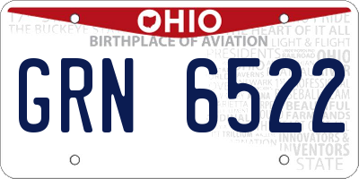 OH license plate GRN6522