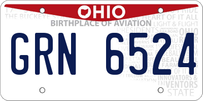 OH license plate GRN6524