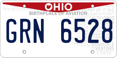 OH license plate GRN6528