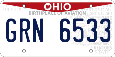 OH license plate GRN6533