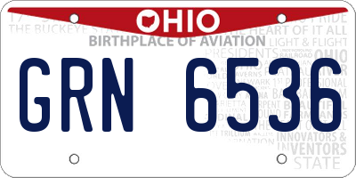 OH license plate GRN6536