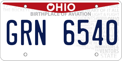 OH license plate GRN6540