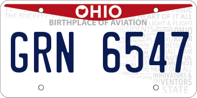 OH license plate GRN6547