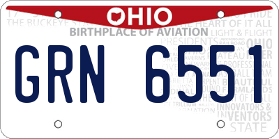 OH license plate GRN6551