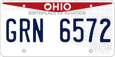 OH license plate GRN6572