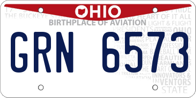 OH license plate GRN6573