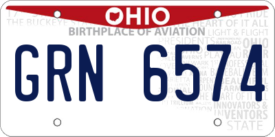 OH license plate GRN6574
