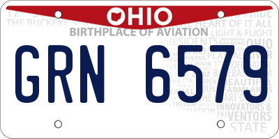 OH license plate GRN6579