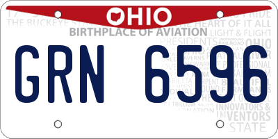 OH license plate GRN6596