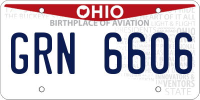 OH license plate GRN6606