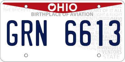 OH license plate GRN6613