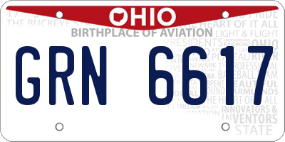 OH license plate GRN6617