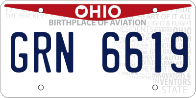 OH license plate GRN6619