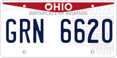OH license plate GRN6620