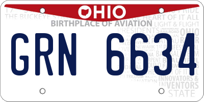 OH license plate GRN6634