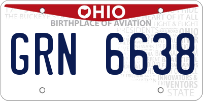OH license plate GRN6638