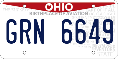 OH license plate GRN6649