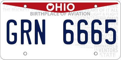 OH license plate GRN6665