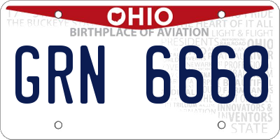 OH license plate GRN6668