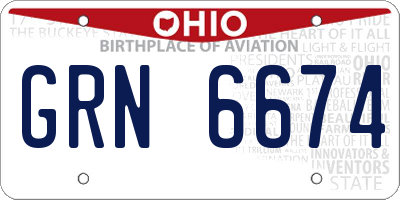 OH license plate GRN6674