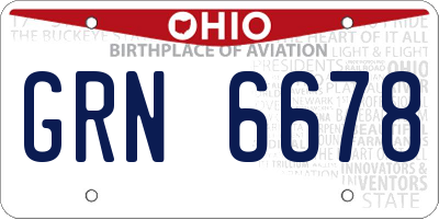 OH license plate GRN6678