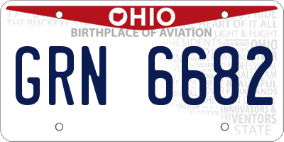OH license plate GRN6682