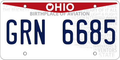 OH license plate GRN6685